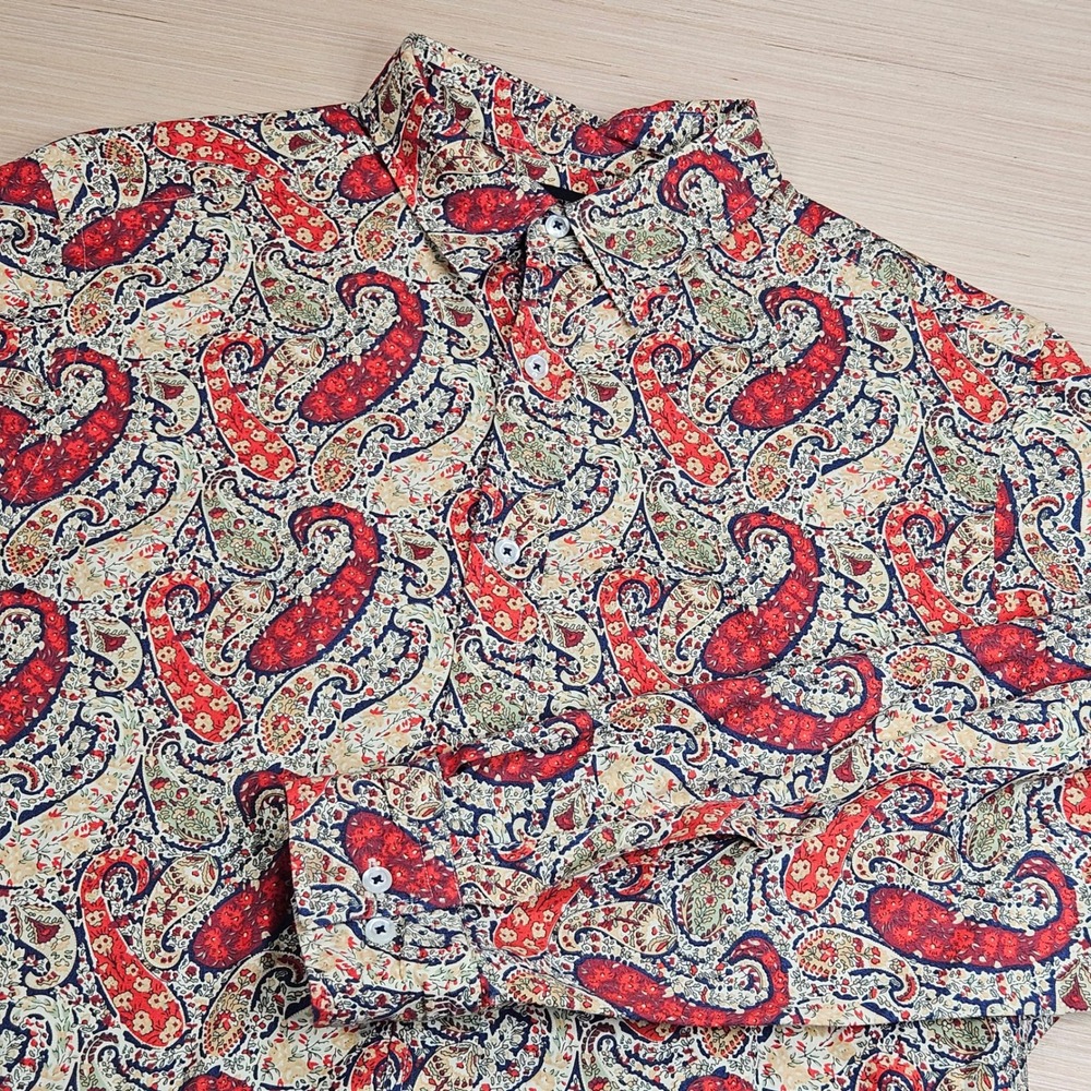 Cremieux Paisley Button Down Mens L Multicolor Long Sleeve Shirt Preppy
